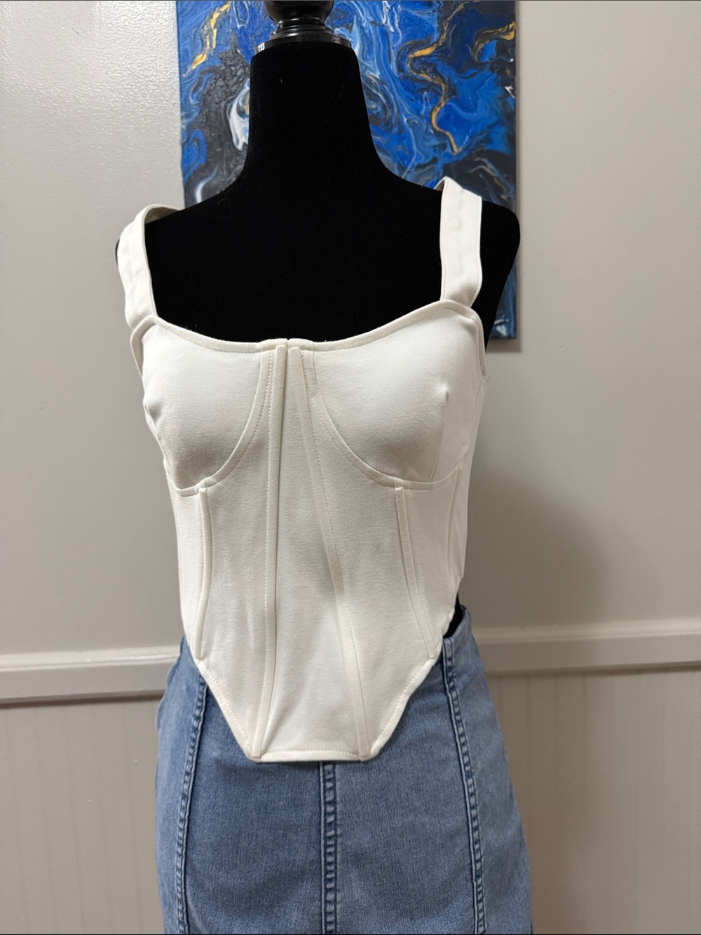 Forever 21 Women's Cream Structured Bustier Tank Top